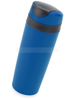 Фото Синяя пластиковая герметичная термокружка ЛАЙТ под нанесение логотипа, 450мл, d6,5 х d7,5 х 22 см