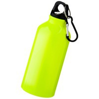 Металлическая бутылка OREGON с карабином под нанесение логотипа, 400 мл., d6,6 x 17,6 см, неоновый желтый