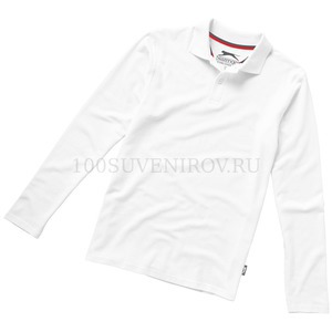 Фото Мужская рубашка поло белая POINT с длинным рукавом, размер 2XL