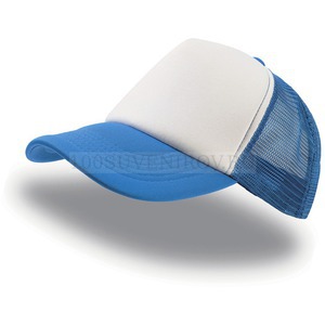 Фото Бейсболка "Rapper", 5 клиньев, паролоновая вставка, сетка, пластиковая застежка пвх, синий с белым; 100% полиэстер, плотность 80 г/м2