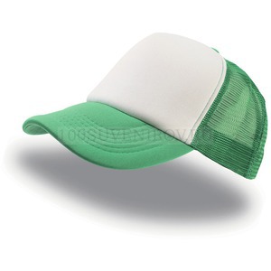 Фото Бейсболка "Rapper", 5 клиньев, паролоновая вставка, сетка, пластиковая застежка пвх, зеленый с белым; 100% полиэстер, плотность 80 г/м2