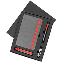 Набор  FANCY:универсальное зарядное устройство(2200мАh), блокнот и ручка в подарочной коробке,красны