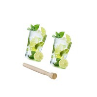 Набор стеклянный для коктейля MOJITO TIME в стилизованном сундучке: 4 стакана, барный пест мадлер
