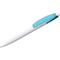 Ручка шариковая белая с голубым из пластика BENTO