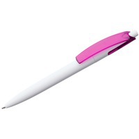 Ручка шариковая белая с розовым из пластика BENTO