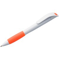 Ручка шариковая белая с оранжевым из пластика GRIP