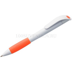 Фото Шариковая ручка белая с оранжевым из пластика GRIP