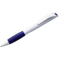 Ручка шариковая белая с синим из пластика GRIP
