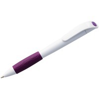 Ручка шариковая белая с фиолетовым из пластика GRIP