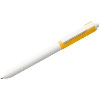 Ручка шариковая белая с желтым из пластика HINT SPECIAL