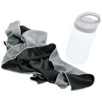 Спортивное охлаждающее полотенце Weddell серого цвета в прозрачной бутылочке