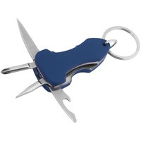 Синий брелок-мультиинструмент Backlight: открывалка, отвертки, нож, фонарик в фирменной упаковке с возможностью нанесения логотипа с помощью лазерной гравировки или тампопечати.  