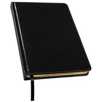 Ежедневник датированный черный JOY, А5, белый блок, золотой обрез