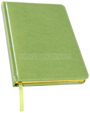 Фото Недатированный ежедневник зеленый JOY, А5, зеленое яблоко, белый блок, золотой обрез