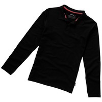 Рубашка поло мужская черная POINT с длинным рукавом, XL