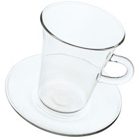 Стеклянная чашка боросиликатная для чая/кофе с блюдцем GLASS DUO