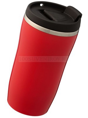 Фото Термостакан крансого цвета Underway двухслойный с герметичной крышкой, глянцевый.    (красный)