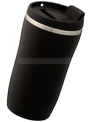 Фото Термостакан черного цвета Underway двухслойный с герметичной крышкой, глянцевый.  (черный)
