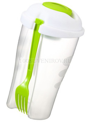 Фото Пластиковый набор для салата SHAKEY: салатник, вилка, контейнер для соуса