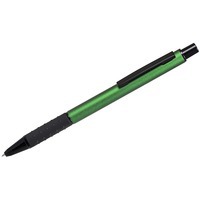 Ручка зеленая из алюминия CACTUS шариковая, черный, прорезиненный грип