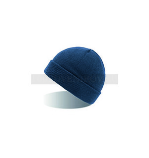Фото Вязаная шапка темно-синяя из акрила двойная WIND, с отворотом_темно синий