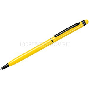 Фото Желтая ручка из алюминия TOUCHWRITER BLACK шариковая со стилусом для сенсорных экранов, черный