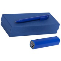 Набор синий из картона COUPLE: аккумулятор и ручка