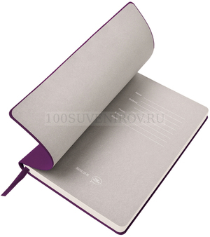 Фото Бизнес-блокнот "Gravity", B5 формат, фиолетовый, серый форзац, мягкая обложка, в клетку