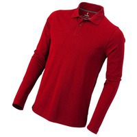 Рубашка поло мужская красная из хлопка OAKVILLE с длинным рукавом, S
