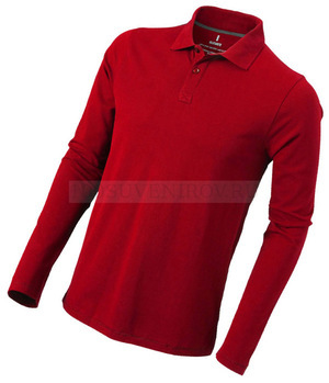 Фото Мужская рубашка поло красная из хлопка OAKVILLE с длинным рукавом, размер S