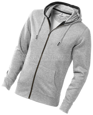 Фото Мужской свитер серый меланж из хлопка ARORA с капюшоном, размер XL