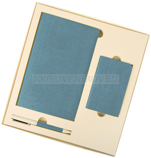 Фото Подарочный набор голубой PROVENCE, универсальное зарядное устройство4000мАh, блокнот и ручка