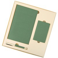 Набор подарочный зеленый PROVENCE, универсальное зарядное устройство4000мАh, блокнот и ручка