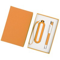 Набор SEASHELL-1:универсальное зарядное устройство2000 mAh и ручка в подарочной коробке, оранжевый