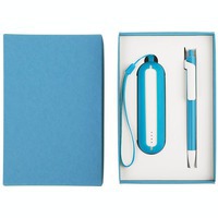 Набор SEASHELL-1:универсальное зарядное устройство2000 mAh и ручка в подарочной коробке, голубой
