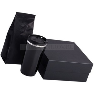 Фото Черный набор из бумаги: термостакан и кофе