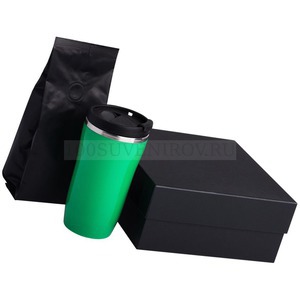 Фото Зеленый набор из фольги: термостакан и кофе