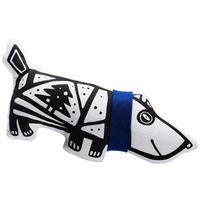 Игрушка« Собака в шарфе», малая, белая с синим и подарки на Новый Год 2018