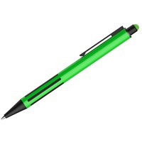 AMY, ручка шариковая со стилусом, зеленый/черный, алюминий, пластик, прорезиненный грип
