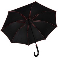 Зонт-трость в подарок Back to black, полуавтомат, нейлон, черный с красным
