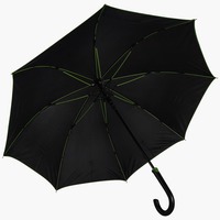 Зонт-трость "Back to black", полуавтомат, нейлон, черный с зеленым