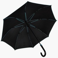 Прикольный зонт-трость Back to black, полуавтомат, нейлон, черный с голубым