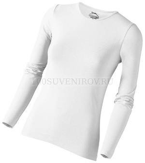 Фото Женская футболка белая из эластана с длинным рукавом, размер XL