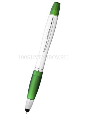 Фото Ручка-стилус шариковая  "Nash" с маркером (зеленый, серебристый)