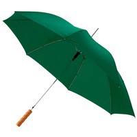 Большой зонт-трость LISA, полуавтомат, с деревянной ручкой под нанесение логотипа трафаретной печатью, d102 х 83 см, зеленый