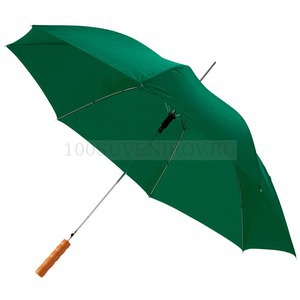 Фото Большой зонт-трость LISA, полуавтомат, с деревянной ручкой под нанесение логотипа трафаретной печатью, d102 х 83 см (зеленый)