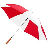 Большой зонт-трость LISA, полуавтомат, с деревянной ручкой под нанесение логотипа трафаретной печатью, d102 х 83 см, красный/белый