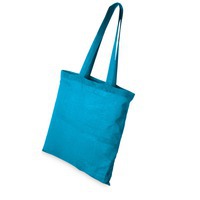 Хлопковая сумка CAROLINA, 100 г/м2, с длинными ручками, 60 см, размер 38 х 42 см, морская волна