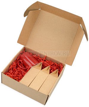 Фото Подарочный набор красный из керамики TEA CHEST с тремя видами чая