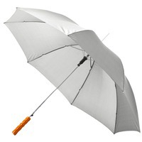 Большой зонт-трость LISA, полуавтомат, с деревянной ручкой под нанесение логотипа трафаретной печатью, d102 х 83 см, серый